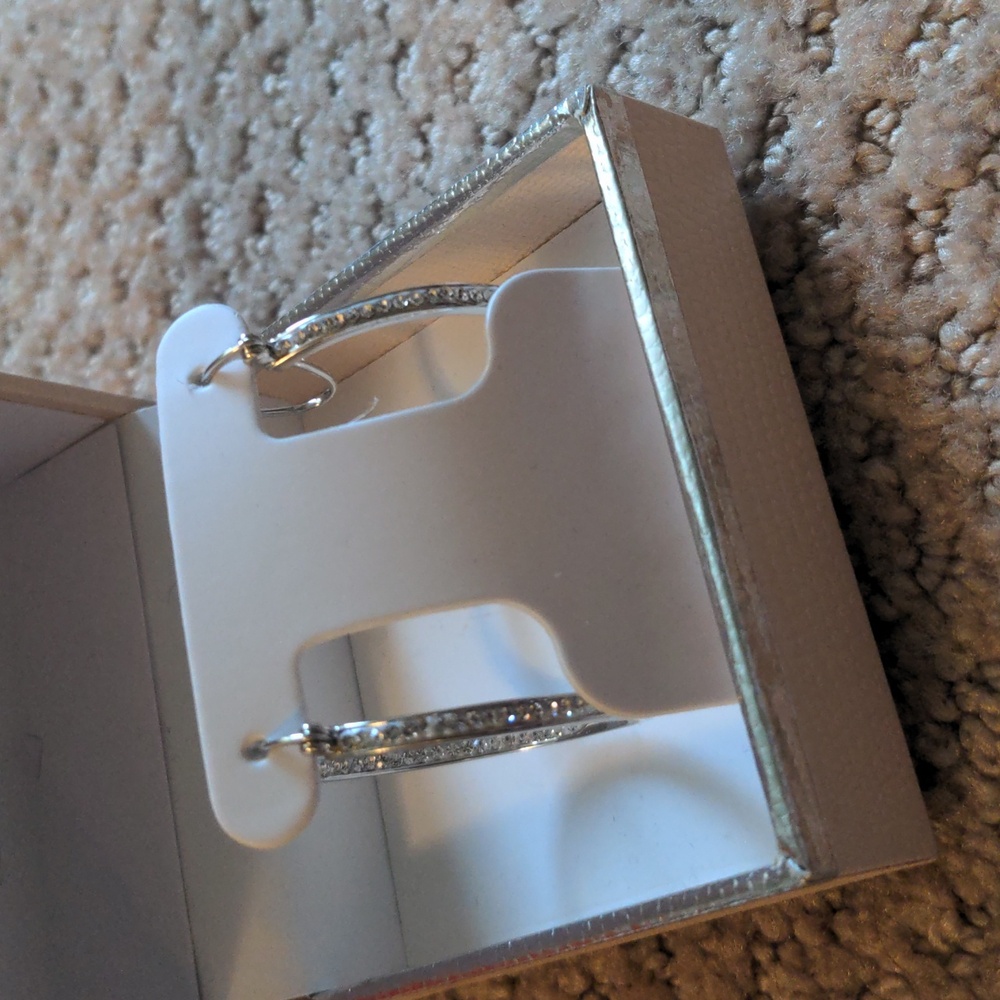 Silver Crystal Hoops